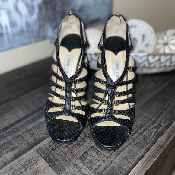 JIMMY CHOO beautiful emerald GREEN python shoes SZ 9.5 - Picture 6 of 9